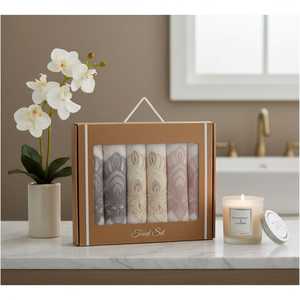 Wholesale 100% Turkish Cotton Quick Dry High Absorbency <b>Bathroom</b> Face <b>Towel</b> <b>Set</b> 50x70cm 390 GSM 6 Pcs Boxed Made in Turkey - Product Image 4