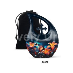 ชุดรูปแบบหยดน้ำตาสีดำโกศสำหรับใส่ขี้เถ้าของมนุษย์ตกแต่งด้วยถุงกำมะหยี่ฟรี - Product Image 2