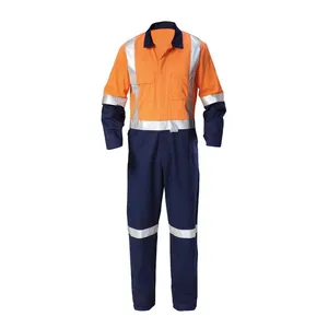 Men Twill Jumpsuit Fire Retardant Iron Work Coverall Heavy Duty Reflective Full Sleeves Unisex Jumpsuit Wholesale Mechanic Suit