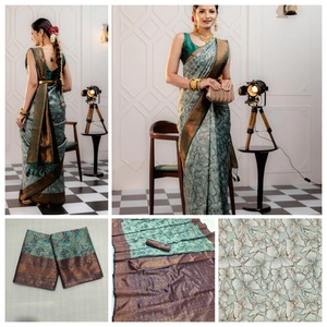 Vesta exporta exclusivo Jacquard Border Silk Saree Rich Pallu Indian Pakistani Ropa para adultos Ropa de fiesta para verano/invierno - Product Image 5