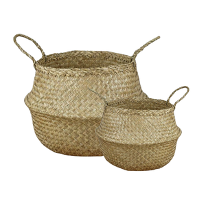 Célébrez la générosité de la nature: découvrez l'attrait intemporel du pot de plantation de fleurs de stockage de paniers de ventre en jonc de mer vietnamien - Product Image 1