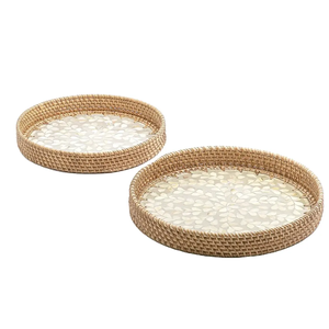 Plateau de service fait main de café et de thé de conception antique moderne de forme ronde pour la vaisselle Offre Spéciale plateau de service décoratif - Product Image 2