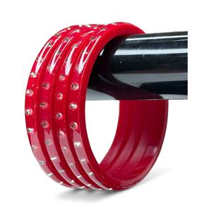 Conjunto de Brazaletes Acrílicos Rojos Brillantes Tradicionales con Diseño de Perlas, Modernos para Bodas y Uso Diario, Venta al por Mayor para Mujeres - Product Image 4