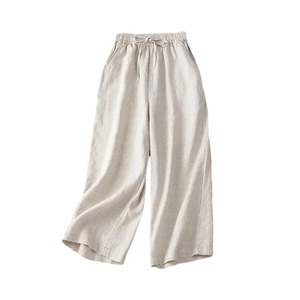 Pantalones Casuales de Algodón y Lino de Color Sólido con Cordones y Cintura Alta Elástica para Mujer, Pierna Ancha y Suelta, Ropa de Moda para Mujer - Product Image 3
