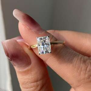 Anillo solitario de diamante de corte radiante de 2,50 quilates estilo Art Deco para novia moderna uso diario joyería regalo GRA certificado 14K oro - Product Image 1