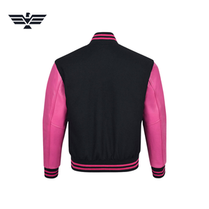 Chaqueta universitaria para hombre, muestra personalizada, cuerpo de lana, Mangas de cuero y cuello alto bordado en la parte delantera y trasera - Product Image 3