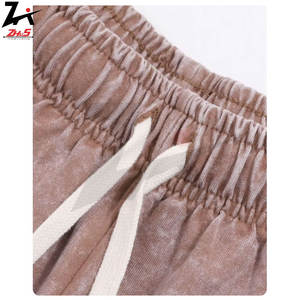 Ensemble t-shirt et short en polyester/coton léger et respirant, délavé à l'acide, délavé au soleil, surdimensionné, uni, été, logo brodé personnalisé - Product Image 6