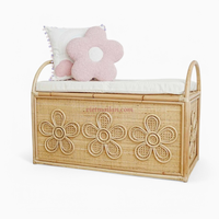 Coffre de rangement rectangulaire en rotin durable Viet Mai Lan pour enfants, fait main, en osier flexible, avec couvercle et poignées, fabrication de précision