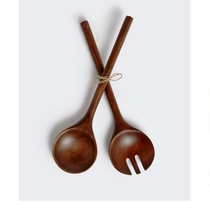 Serveurs à salade en bois de manguier Ensemble d'ustensiles en acier inoxydable de qualité 202/304 de 2 à 24 pièces avec revêtement PVD - Product Image 2