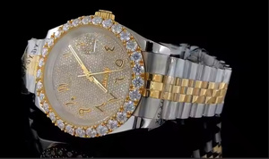 Montre-bracelet pour homme Polar Crest Limited Series, luxe, quartz, acier inoxydable, design pièce de monnaie 5 mm, étincelant moissanite, créateur - Product Image 3