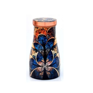 Carafe de chambre en cuivre de haute qualité Pichet imprimé au design moderne Pichet de chevet en verre intégré pour adultes à boire directement - Product Image 4