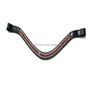 5 filas de lujo verde rojo y cristales transparentes CADENA DE Metal hecha a mano elegante banda de frente de caballo de cuero genuino para brida en mazorca completa - Product Image 4