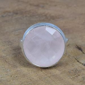 Pink Rose Quartz Ring 925 Sterling <b>Silver</b> Handmade Gemstone Jewelry Elegant Statement Ring Gift For Women - Product Image 5