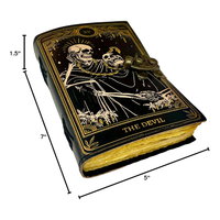 Livre de sorts en cuir relié Journal Deckle Bord Papier Grimoire Journal Diable Cahier Spirale Gothique Antique Vintage Livre