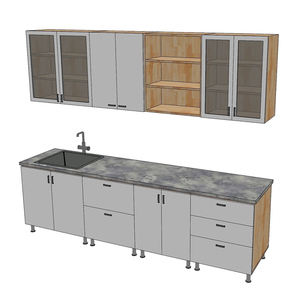 Module d'armoire de cuisine moderne de 2,6 m, résistant à l'humidité, en chêne et panneau de bois MDF BTB68017 - Product Image 3