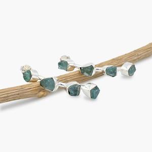 925 Sterling Silver Fine Stud <b>Earrings</b> Handmade Rough Aquamarine Stone Peridot <b>Garnet</b> 8-10mm Stone Size Perfect Gift for Her - Product Image 5