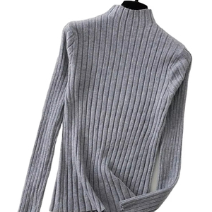 Suéter acanalado de punto para mujer, jerséis de otoño e invierno, cuello alto, manga larga, ajustado, suave, básico, sólido, suéteres para mujer, ropa de calle, Tops - Product Image 4