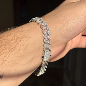 สร้อยข้อมือเงินลายน้ำแข็งสำหรับผู้ชายสร้อยข้อมือเพชรสีขาว925เงินสเตอร์ลิง - Product Image 4