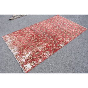 Alfombra de área de lana Vintage turca Beige rojo antiguo 4 pies 8 pulgadas X 8 pies 5 pulgadas diseño de retales de tejido plano para decoraciones de sala de estar látex - Product Image 3