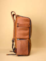 Tas Ransel Kamera Kulit Asli Retro Mewah Kustom, Ringan, Tahan Lama, Portabel, Lapisan Busa, Profesional untuk Penggemar