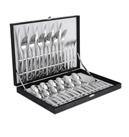 Ensembles de couverts en acier inoxydable, décorations de table en acier miroir pour fêtes durables, emballage de boîte-cadeau pour restaurants, événements
