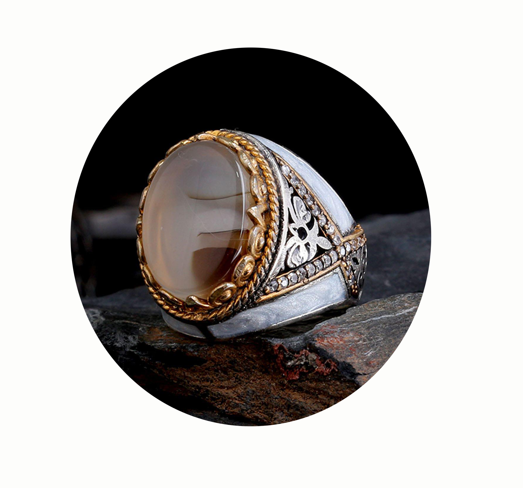 Silver Green Onyx Rings Elegant Handmade Jewelry