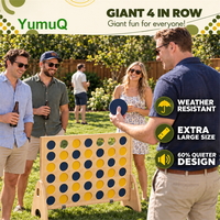 Jeu de jeu de plein air en bois YumuQ Custom Giant Connect 4 en ligne, avec 42 anneaux, pour enfants, adultes et fêtes de famille