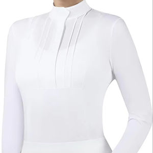 Pleated Bib Rider Top Horse Riding Shirt Long Sleeve with Lace Trims Neoprene Material for Riders Stirrups & Whips - Product Image 1