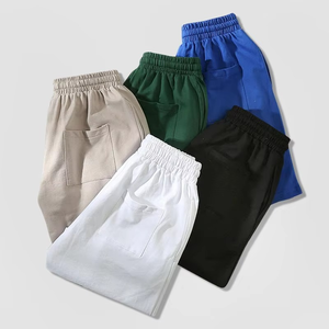Pantalones cortos atléticos para correr Diseño personalizado Cintura con cordón Suelta Transpirable Ropa de calle en blanco Pantalones cortos de algodón y lino para hombres - Product Image 2