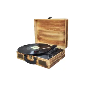 Neuer hölzerner Koffer Plattenspieler 3 Geschwindigkeiten Bluetooth Vinyl-Recordplayer hochwertiger Vinyl-Recordlautsprecher