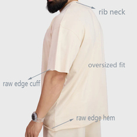 T-shirt décontracté pour homme, coupe carrée, blanc uni, épais, doux, 60% coton 40% polyester, tricoté, bords bruts, coupe classique, écologique, séchage rapide