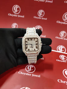 Montre mécanique automatique pour homme, design personnalisé, dernier modèle, entièrement sertie de diamants, verre en moissanite VVS, luxe, acier inoxydable carré, 40 mm - Product Image 6