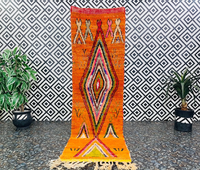Tapis Azilal personnalisé Orange vif, grand tapis marocain en laine de mouton véritable