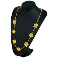 Collier long musulman de luxe plaqué or 21 carats, style vintage, pour mariée, chaînes de mariage, bijoux pour femme, idéal pour les fêtes de mariage - Vente chaude