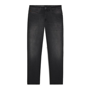 Jeans droits vintage lavés à boutons respirants personnalisables pour hommes, pantalon en denim slim fit, vêtements décontractés - Product Image 1