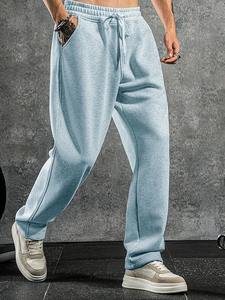 Pantalon décontracté pour homme en coton anti-froissement gris foncé de qualité supérieure, respirant, toutes saisons, avec jambes larges, taille plus - Product Image 2