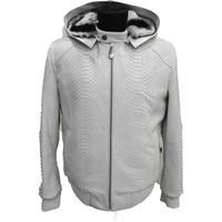 Veste en cuir gaufré Python pour hommes, nouveau Style à capuche détachable en cuir véritable noir peau de vache