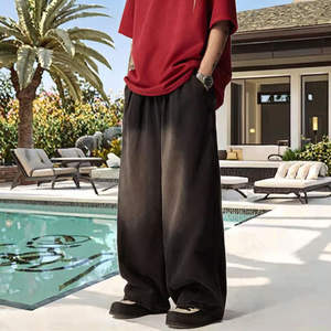 กางเกงวอร์มทรงจ็อกเกอร์ขายาวทรงหลวมผ้าฝ้ายเฟรนช์เทอร์รี่ทรงตรงขาบานสำหรับผู้ชายและผู้หญิง - Product Image 2