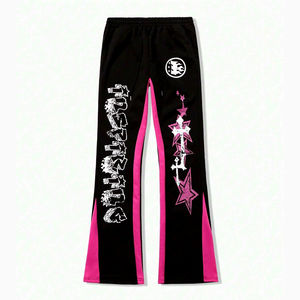 Pantalones de chándal acampanados apilados personalizados 2025, fabricante de pantalones acampanados orgánicos con serigrafía 3D para hombres - Product Image 1