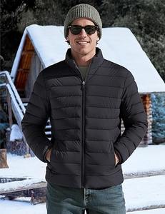 Chaqueta acolchada de invierno informal elegante para hombre personalizada capucha impermeable a prueba de viento transpirable prendas de vestir exteriores de alta calidad patrón sólido frontal - Product Image 3