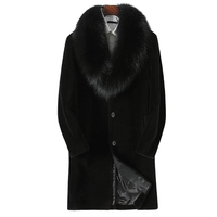 Manteau long pour homme en fausse fourrure, chaud toutes saisons, à capuche, motif floral, 100 % laine, anti-plis, service OEM