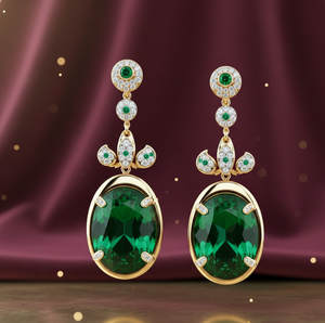 Pendientes de Plata de Ley 925 con Hidro Verde en Múltiples Formas, Chapados en Oro de 18K, Joyería de Moda Hecha a Mano para Mujer - Product Image 5
