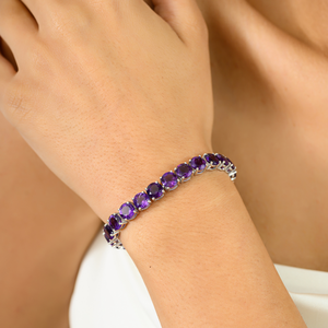 Bracelet élégant en argent sterling 925 fait à la main pour femmes, véritable améthyste violette, accessoires à maillons fins et élégants à la mode - Product Image 4