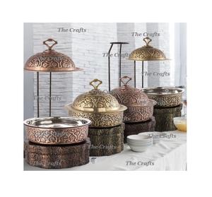 จานอุ่นอาหารสแตนเลสสตีลสำหรับเสิร์ฟอาหารสไตล์คลาสสิกสีเงิน/สีทอง - Product Image 6