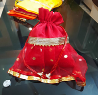 Cadeau de mariage indien léger écologique Dot Potli cordon de serrage fruits secs bonbons chocolat pochette sacs à main Haldi Mehndi faveur