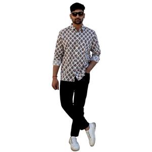 Camisa de hombre nueva llegada otoño moda casual Camisa estampado algodón cuello alto manga completa secado rápido transpirable antiarrugas - Product Image 1