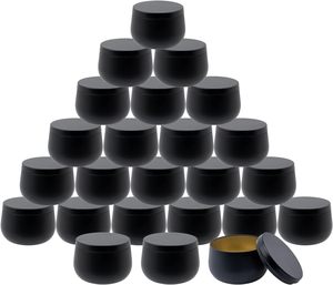 24 Pcs. Bulk Handmade 8 Oz. Black Candle Tins Lids Wholesale Candle Making Supplies Arts Crafts Storage Gifts Stone Candle - Product Image 1