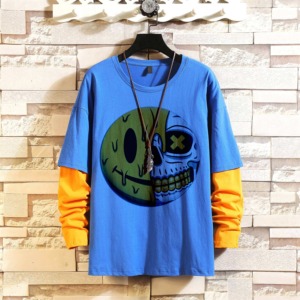 Recién llegado, camisetas desgastadas de manga larga en capas para hombre, camiseta Vintage de algodón lavado de doble capa de Hip Hop en blanco, camiseta lisa en Stock - Product Image 5