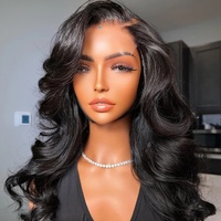 Perruque longue noire naturelle à ondulations lâches, avec closure 5x5 HD, entièrement en dentelle, sans colle, raie au milieu, 100% cheveux humains vierges bruts, prête à porter