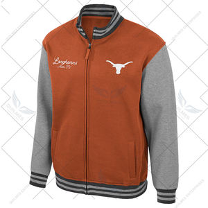 Chaqueta Universitaria Texas Longhorns Personalizada Ambi Turner con Cremallera Completa, Alta Demanda, Color Naranja Quemado, Bordada al por Mayor - Product Image 2